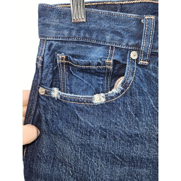 American Eagle AE Jeans Sz 2 Long Tall High Rise Straight Raw Hem Distressed NEW - Picture 6 of 13